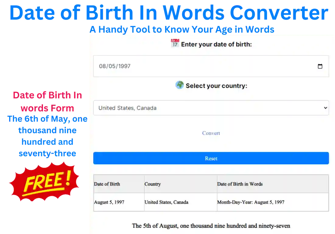  Date Of Birth In Words Converter Tool To Know Your Age In Words