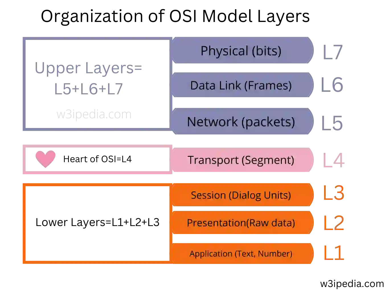 Organization of OSI Model Layers