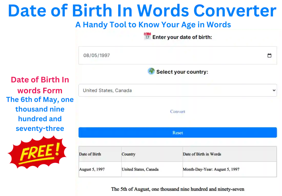 Date of Birth In Words Converter