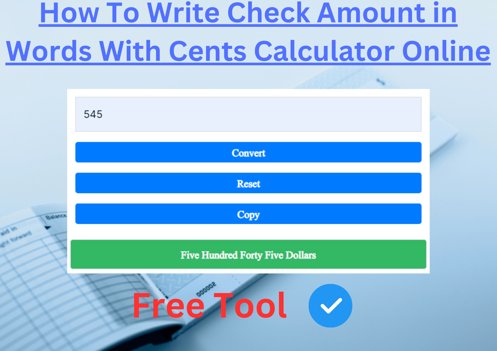 How To Write Check Amount in Words With Cents Calculator Online