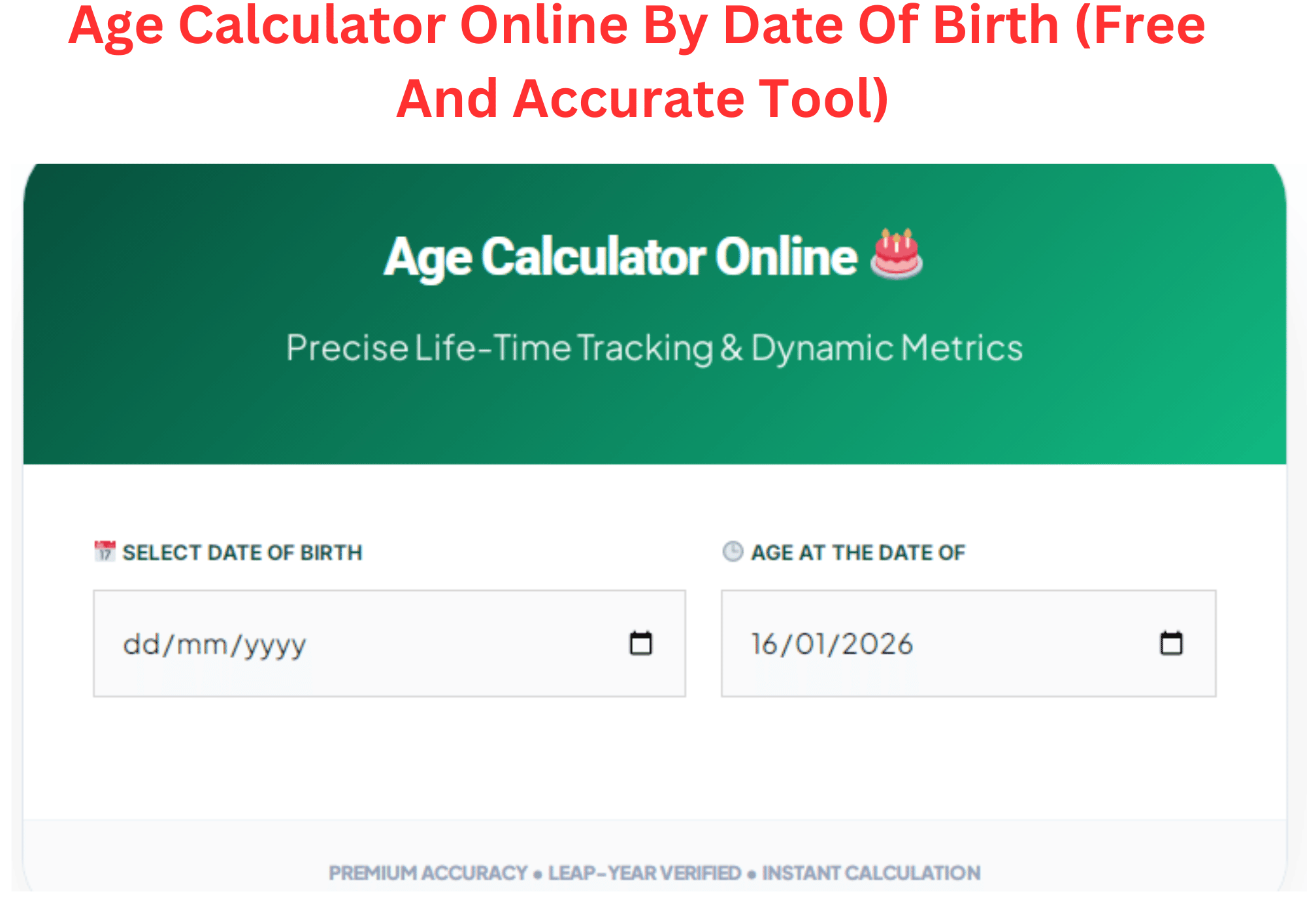 Age Calculator Online By Date Of Birth